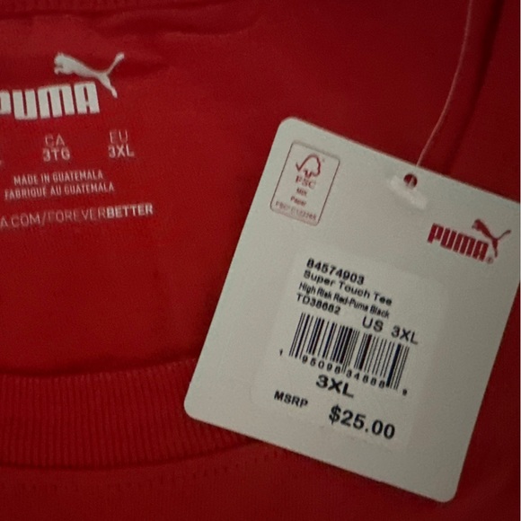 NWT Puma Red T-Shirt Size 3XL - Picture 2 of 2